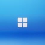 Abstract blue background featuring a central logo design.
